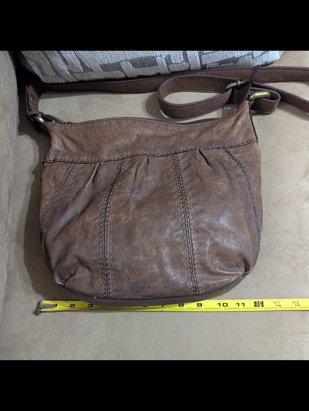 Fossil Talita Hobo Brown Leather Crossbody Bag - Picture 3 of 11